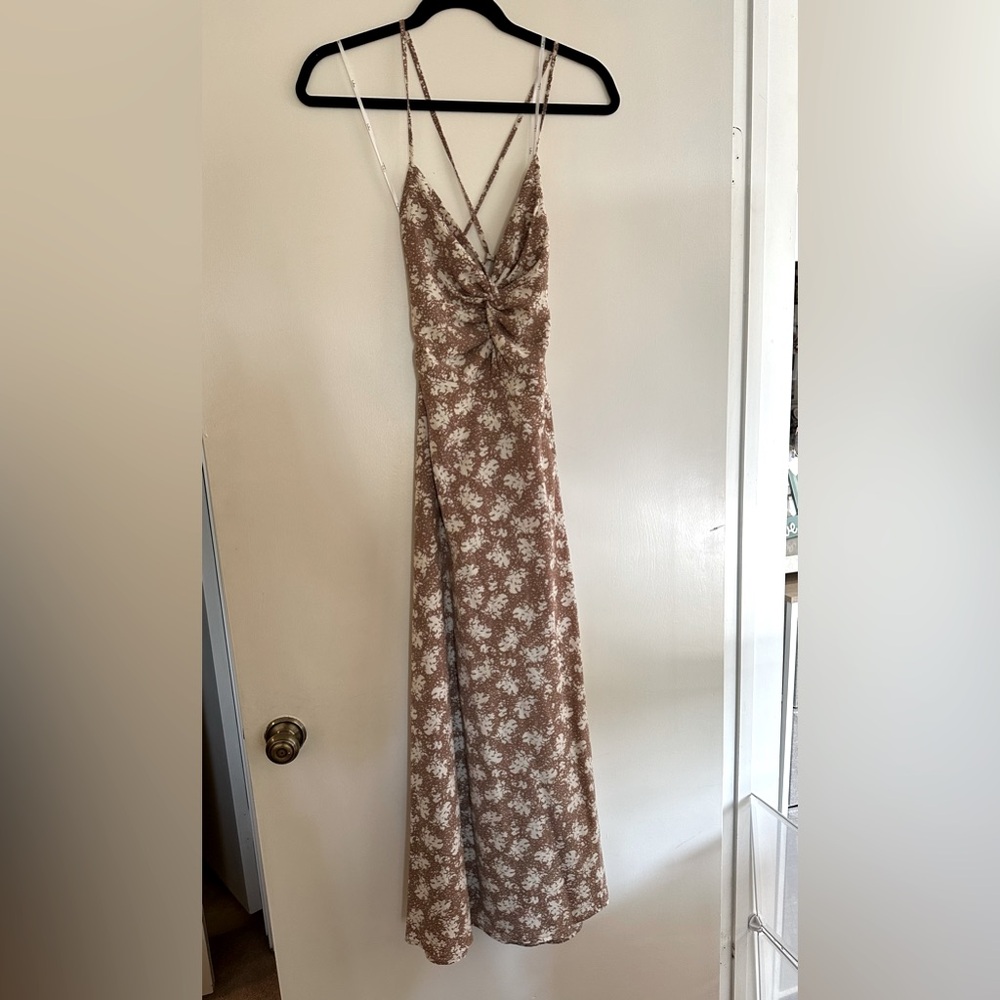 Lulus Nude Floral Print Dress